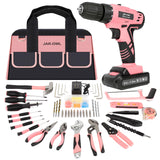 Jar-Owl 21V Pink Drill Set Tool Kit Set Power Drill for Women DIY with Storage Bag Tool Box,350 in-lb Torque, 0-1350RMP Variable Speed, 10MM 3/8'' Keyless Chuck, 1.5Ah Li-Ion Battery for Home Tool Kit jar-owl