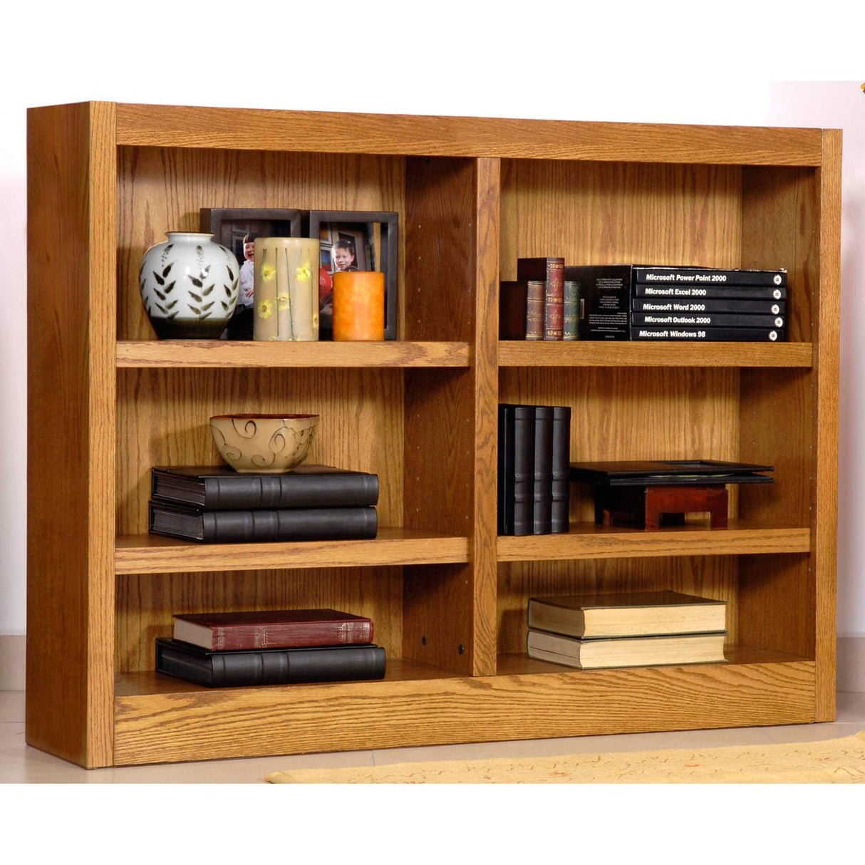 Double Wide 6-Shelf Oak Bookcase by Concepts in Wood Concepts In Wood