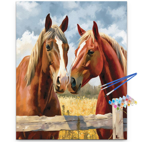 Artunion Horse Couple Paint by Numbers for Adults, Animal Paint by Number Kits, DIY Oil Painting Paint by Number Kits on Canvas Arts Craft for Home Wall Decor 16x20 Inch Artunion