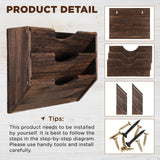 RattanView 3 Pockets Wood Wall File Holder Hanging Wall File Organizer for Office Rustic Paper Mail Organizer Wall Mounted Storage Rack for Home Documents Magazine Literature File Folders, Brown RattanView