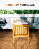 Upolana 9 PCS Interlocking Deck Tiles 12" x 12", 6 Slats Outdoor Flooring Acacia Wood Patio Tiles, Waterproof Patio Flooring Decking for Balcony Backyard, Indoor and Outdoor Use Upolana