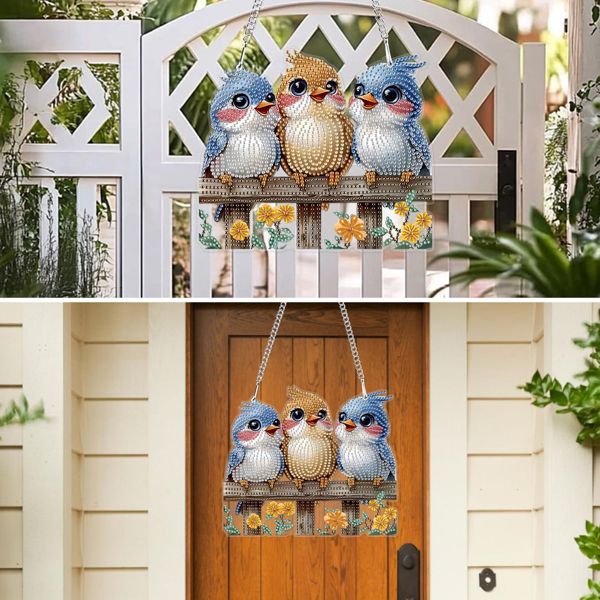 MXJSUA Three Birds Special Shaped Hanging Diamond Painting Art Kits for Adults, Crystal Rhinestone Acrylic Gem Art Pendant Ornaments Kit for Home Decoration and Gift MXJSUA