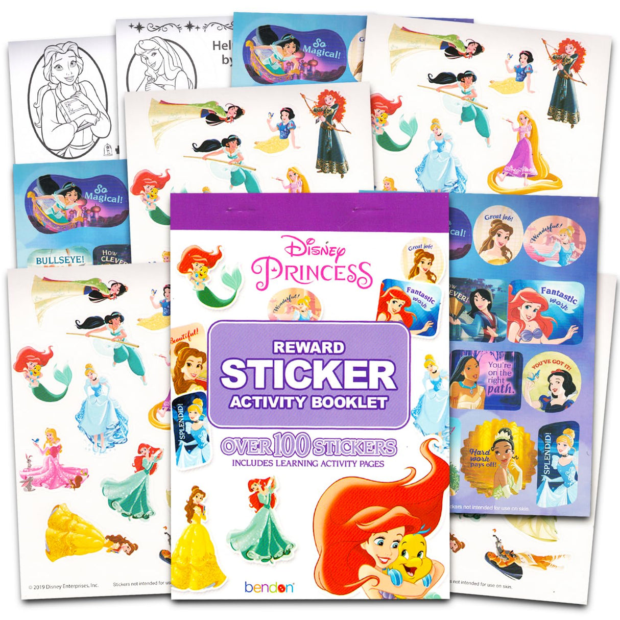 Disney Princess Imagine Ink Book and Sticker Book Set (Bundle Includes 2 Books and Mess Free Marker) Disney