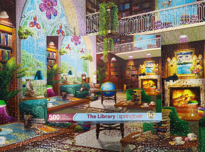 Springbok The Library 500 Piece Jigsaw Puzzle for Adults - Cozy Library for Booklovers - Unique Cut and Perfectly Fit Pieces - Finished Size 23.5" x 18"