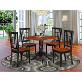 East West Furniture DLNI5-BCH-W 5 Piece Modern Set Includes a Round Wooden Table with Dropleaf and 4 Dining Chairs, 42x42 Inch East West Furniture