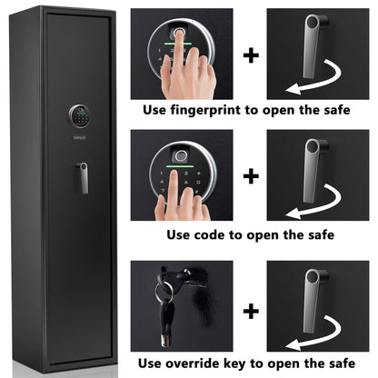 Rifle Safe 5 Gun Safes Quick Access Biometric Rifle Safe Gun Cabinets for Rifles and Shotguns Gun Safe for Rifles Storage Easier Smart Rifle Cabinet Provide Silence and Vibration Function