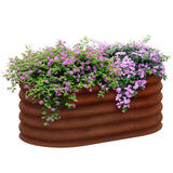 Outsunny 3.5' x 2' x 1.4' Galvanized Raised Garden Bed Kit, Outdoor Metal Elevated Planter Box with Safety Edging, Easy DIY Stock Tank for Growing Flowers, Herbs & Vegetables, Brown Outsunny