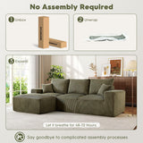 WESTSETLUX 108” Cloud Sectional Sofa Couch with High-Seat, Corduroy Modular Sofa with Oversized Chaise, High-Back Modern L-Shaped Couches for Living Room, No Assembly Required (Green) WESTSETLUX