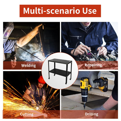 Welding Table Welding Cart 36”×18”, 1200lbs Load Capacity Industrial Workbench with 5/8" Holes Fixture Table with Wheels - WoodArtSupply
