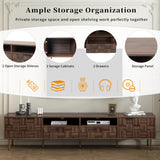 Merax Modern Wood TV Stand Consoles for Living Room, Mid-Century Solid Wood Entertainment Center with Storage Cabinets, Practical Media Console for TVs Up to 85'', Dark Brwon Merax