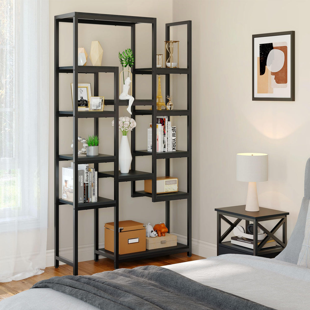 YITAHOME 71” Tall Bookshelf 6 Tier Bookcase,Modern Large Bookshelves with 12 Open Shelf, Display Rack Storage Book Shelves for Living Room Bedroom Office Home, Black YITAHOME