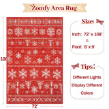 Christmas Area Rug 6x9 Rugs: Washable Living Room Rug Xmas Holiday Decor Rugs Snowflake Low Pile Boho Rug Indoor Floor Carpet for Bedroom Kitchen Dining Room Home(Xmas Red, 6'x9') Zomfy