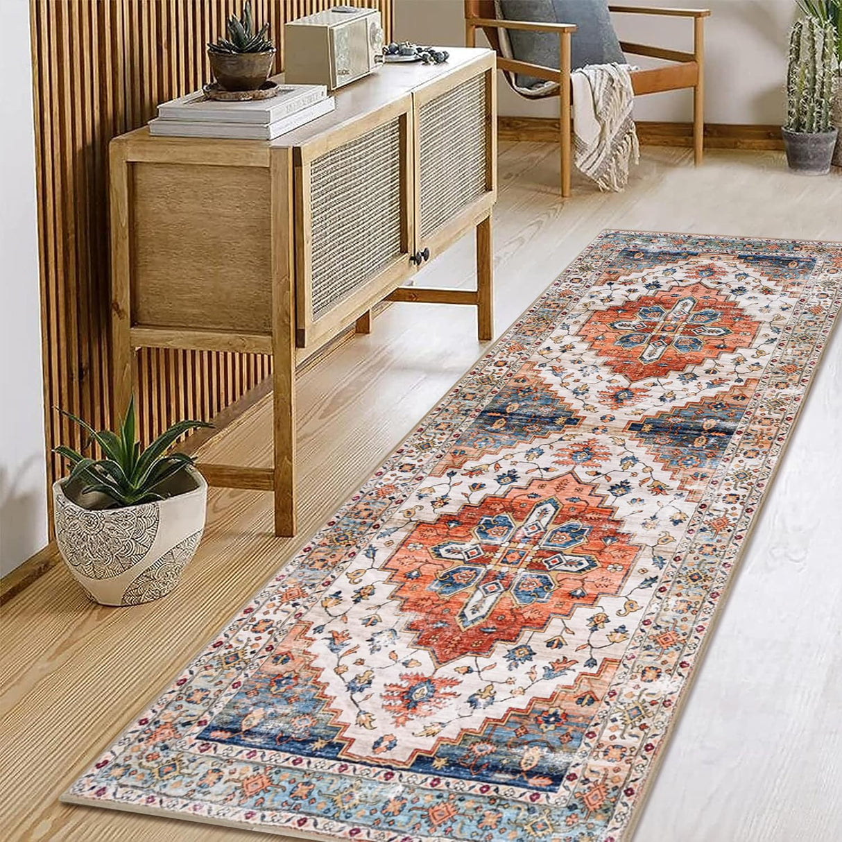 Aopota Hallway Runner Rug 2'x6' Washable Kitchen Runner Rug Vintage Runner Rugs for Hallways Non Slip Laundry Room Rug with Rubber Backing for Bath Room Bedroom Kitchen Laundry Room Aopota