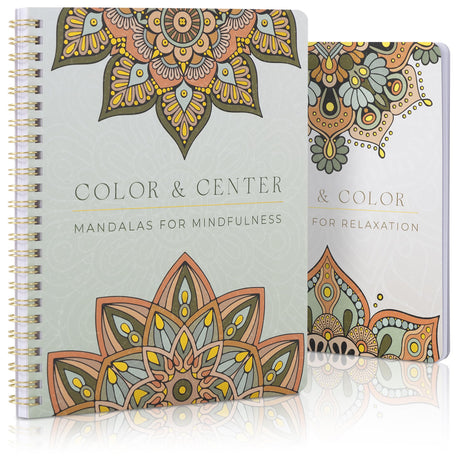 Beautiful Adult Coloring Book Set of 2 for Relaxation - Mandala Coloring Books with Inspirational Quotes Making it a Great Gift - Perfect Stress-Relieving Books Fun to Color for Women ZICOTO