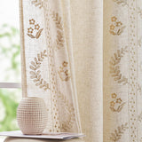 jinchan Linen Curtains for Bedroom Floral Curtains 108 Inch Length Linen Blend Beige Embroidered Drapes Farmhouse Flower Patterned Drapes for Living Room Window Treatments Set 2 Panels jinchan