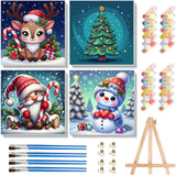 Arttoplus 4 Pack Paint by Numbers Kit for Kids with Frame,Cute Christmas Kids Paint by Numbers Ages 4-8-12 with Wooden Easel,Easy DIY Acrylic Oil Painting by Number for Gift Home Wall Decor(8x8 inch) Arttoplus