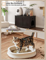 DINZI LVJ Cat Litter Box Enclosure, Flip Top Litter Box Furniture, Hidden Cat Washroom, Wooden House, End Side Table, 31.5" L x 19.7" W x 19.7" H, Sturdy and Easy to Assemble, Espresso DINZI LVJ