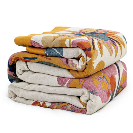 MSGKV Boho Throw Blanket 60''x80'',100% Cotton Blankets for Couch Bed,Cotton Quilt Travel Muslin Blankets Farmhouse Home Decor Soft Lightweight Picnic Blanket MSGKV