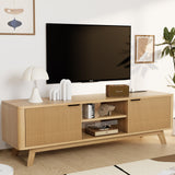 Royal Windsor Modern TV Stand for Living Room,Large TV Table with Fluted Door Cabinets and Open Shelves,Entertainment Center with Storage and TV Mount,Media Console Cabinet with Socket,Wood Grain Royal Windsor