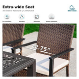 MFSTUDIO 9 Pieces Patio Dining Set, Patio Table and Chairs for 8, Outdoor Expandable Metal Table & Chairs with Cushions, Outdoor Rattan Dining Furniture Set for 8, Deck, Porch MFSTUDIO