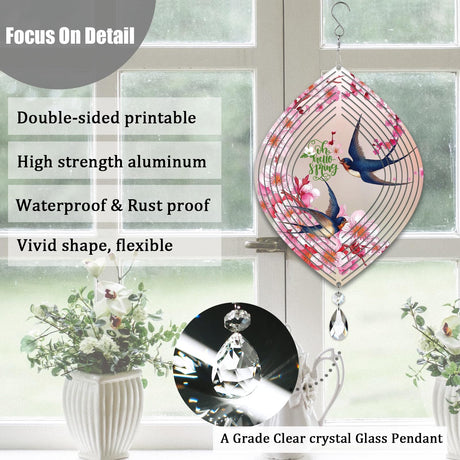 4Pack 8inch Sublimation Wind Spinner Blanks 3D Aluminum Metal Wind Sculpture Kinetic Spinners for Yard and Garden Indoor Art Ornaments Hanging Decoration (Pointy Oval) WindMage