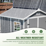 Jaxilyn 6x6 Resin Outdoor Storage Shed Kit Plastic Sheds Perfect to Store Patio Furniture, Garden Tools Bike Accessories, Beach Chairs and Lawn Mower, Grey & White Jaxilyn