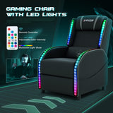 Homall LED Gaming Massage Recliner Chair Racing Style Single Living Room Sofa Comfortable Ergonomic Home Theater Seating (Grey) Homall