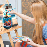 Paint by Numbers Kit for Adults - Beach Bottle Acrylic Adult Paint by Number Kits on Canvas for Beginner, Seaside Lighthouse DIY Oil Painting by Numbers for Adults, Perfect for Home Decor Gift 16"x20" Offito