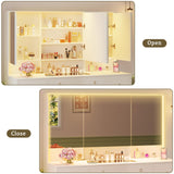 HUAHUU Vanity Desk with Mirror and Lights, 45.3'' Large Makeup Vanity with Glass Top & Power Outlet, White Vanity Table with 3 Drawers & 2 Cabinets & Hidden Storage Shelves, 3 LED Lighting Modes HUAHUU