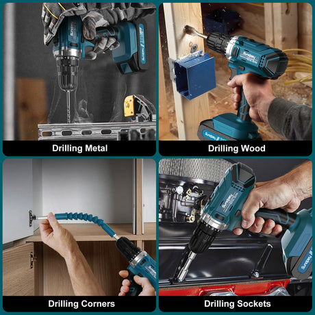 Tool Kit with 21V Cordless Drill - Sundpey 255-PCs Portable Complete General Basic Home and Auto Repair Tool Set with Drawer for Handyman & Diyer & Homeowner - Power Drill with 2 x 2.0Ah Batteries Sundpey