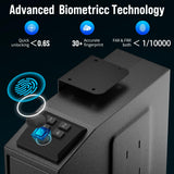 CLUTTO Biometric Slider Gun Safe for Handgun, Fingerprint Gun Safe Supports Quickly Access with 3 Ways, Fingerprint, PIN Code and Key, Hidden Gun Safe Box for Cloakroom Nightstand and Vehicle. Black CLUTTO
