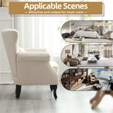 ABET Linen Wingback Chair Set of 2, Upholstered Club Chair for Living Room, Modern Rivet Trim Accent Armchair with Removable Lumbar Pillow, Comfy Single Sofa for Living Reading Room, Beige ABET