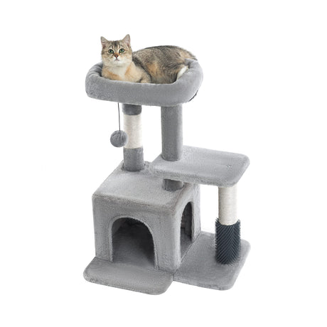 Pesofer Cat Tree, Small Cat Condo with Sisal Scratching Post and Massage Post Light Gray Pesofer