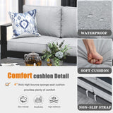 KHOLH 5 Piece Modern Aluminum Patio Furniture Set with Fire Pit Table, Outdoor Patio Sectional Conversation Metal Seating Sets with Olefin Cushion KHOLH