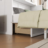 DNChuan Queen Size Murphy Cabinet Bed with Storage Drawer,Foldable Murphy Chest Dresser Bed with Charging Station,Space-Saving for Home Office,Guest Room-White DNChuan