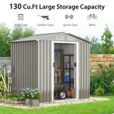 HAPPYGRILL 6 x 4 ft Outdoor Metal Storage Shed, Galvanized Steel Shed with Tilted Roof, Lockable Sliding Doors & 4 Air Vents, Utility Shed for Backyard Garden Patio Lawn HAPPYGRILL