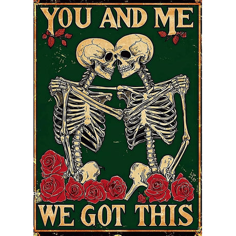 Bowetile 5D Skeleton Diamond Art Kits for Adults, The Skull of Love Diamond Painting Kits, DIY Full Round Drill Halloween Diamond Dots Paintings Picture Gem Art Craft for Home Decor 12x16 Inch Bowetile