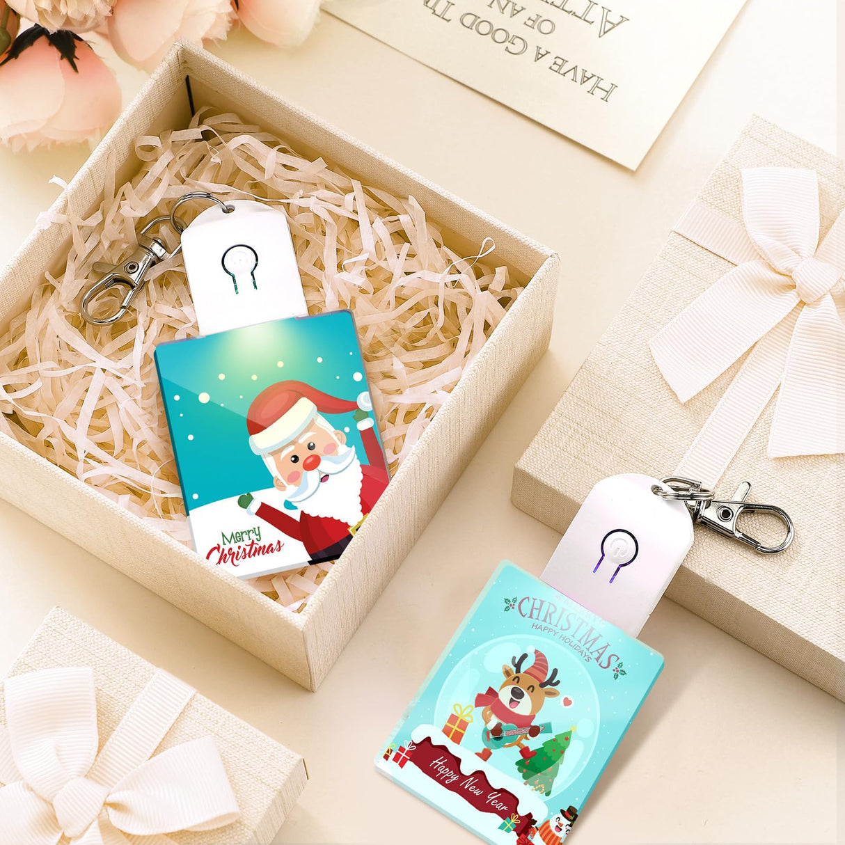 Tondiamo 10 Pcs LED Sublimation Blank Keychain Acrylic Lighted Transfer DIY Crafts Fall Thanksgiving Christmas Keychain Gift(Rectangular) Tondiamo