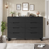 GarveeHome 8 Dresser for Bedroom, 55" Wide Dresser, Freestanding Horizontal Drawer with Storage, Wooden Closet Chest Storage for Living Room, Hallway, Entryway, Black GarveeHome