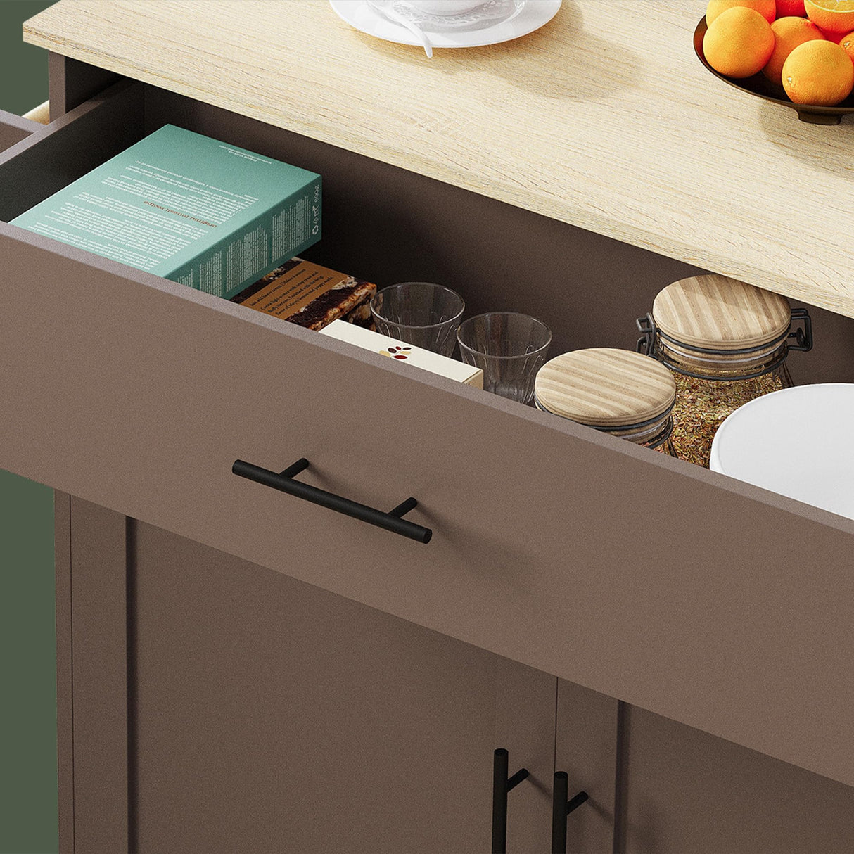 IRONCK Rolling Kitchen Island Table on Wheels with Solid Wood Top, Drop Leaf, Drawer and Storage Cabinet, 47" W Kitchen Cart with Spice & Towel Rack, Dark Gray IRONCK