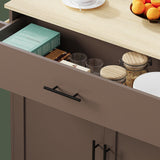 IRONCK Rolling Kitchen Island Table on Wheels with Solid Wood Top, Drop Leaf, Drawer and Storage Cabinet, 47" W Kitchen Cart with Spice & Towel Rack, Dark Gray IRONCK