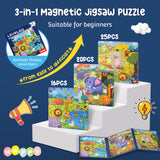 Magnetic Puzzles for Kids Ages 3-6，3 Page Different Animals Themed Series in 1 Puzzle Book,Preschool Learning Tools,Toddlers Magnetic Jigsaw Puzzle Book for Boy Girl, Kids Travel Puzzles Toys Gifts Uioemi