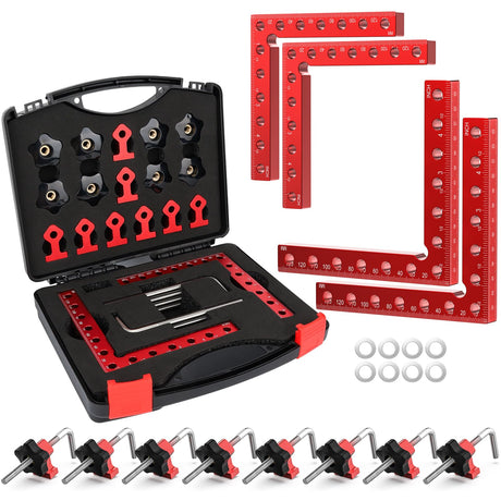 Corner Clamp for Woodworking, 90 Degree Clamp, Right Angle Clamp Woodworking Tools, 4 Pack 5.5"x 5.5" Aluminum Alloy Woodworking Corner Clamp, Positioning Clamping Squares for Picture Frame Cabinet Mikego