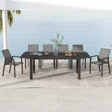 11 Piece Aluminum Outdoor Patio Dining Sets with Fully Assembled Dining Chair，91.3"L×39.4"W Expandable Patio Table and Chairs Set for 10, Stackable Chairs with Quick Drying Fabric, Grey Wisteria Lane