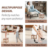 VICTORY RELAX 12 Inch Wooden Step Stool, Small Nature Beach Chair Under Desk, Indoor Acacia Wood Short Footstool for Living Room, Kitchen, Bathroom VICTORY RELAX