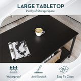 SAYGOER Black Coffee Table for Living Room Modern Rectangle 2-Tier Coffee Tables with Storage Industrial Wood Center Table for Large or Small Spaces Apartment Home Office, All Black SAYGOER