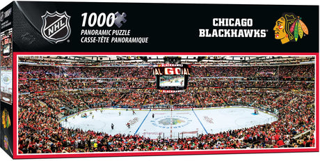 Masterpieces 1000 Piece Sports Jigsaw Puzzle - NHL Chicago Blackhawks Center View Panoramic - 13"x39" Masterpieces