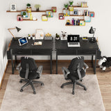DLisiting Small Desk with Fabric Drawers for Bedroom, 32 Inch Small Gaming Desk with 2 Drawers for Small Space, Study Writing Table PC Desks, Black DLisiting