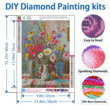 NWQZBYHT Flowers Diamond Art Kits for Adults,Vase 5D Diamond Painting Kits for Adults,DIY Round Full Drill Gem Art Kits for Beginners,Diamond Dots Painting Picture Crafts Home Wall Decor 12x16 Inch NWQZBYHT