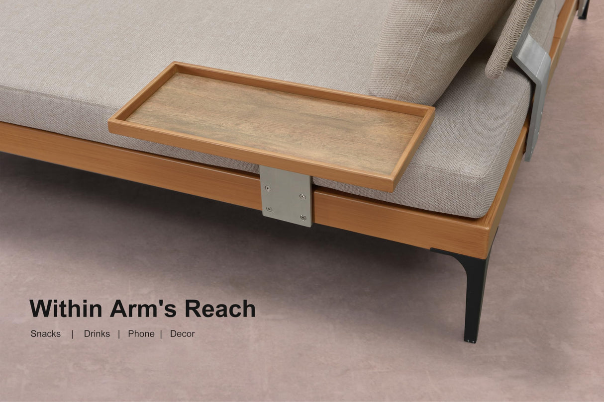 PURPLE LEAF 7 Pieces Patio Furniture Set with 9' X 12' Cantilever Umbrella Daybed Tables Outdoor Wicker Sectional Conversation Sets Modern Aluminum L Shaped Sofa for Balcony Yard Garden Poolside PURPLE LEAF